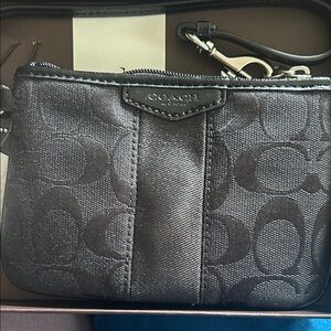 Coach Black Monogram Wristlet